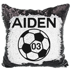 Handmade Personalized Soccer Ball Reversible Sequin Pillow Case