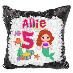 Handmade Personalized Birthday Mermaid Underwater Sequin Pillow Case