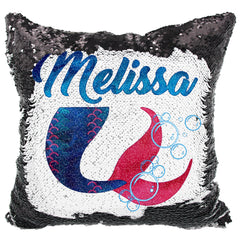 Handmade Personalized Mermaid Tail Reversible Sequin Pillow Case