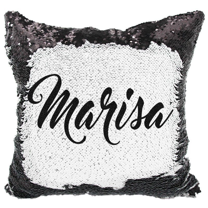 Handmade Personalized Script Name Sequin Pillow Case