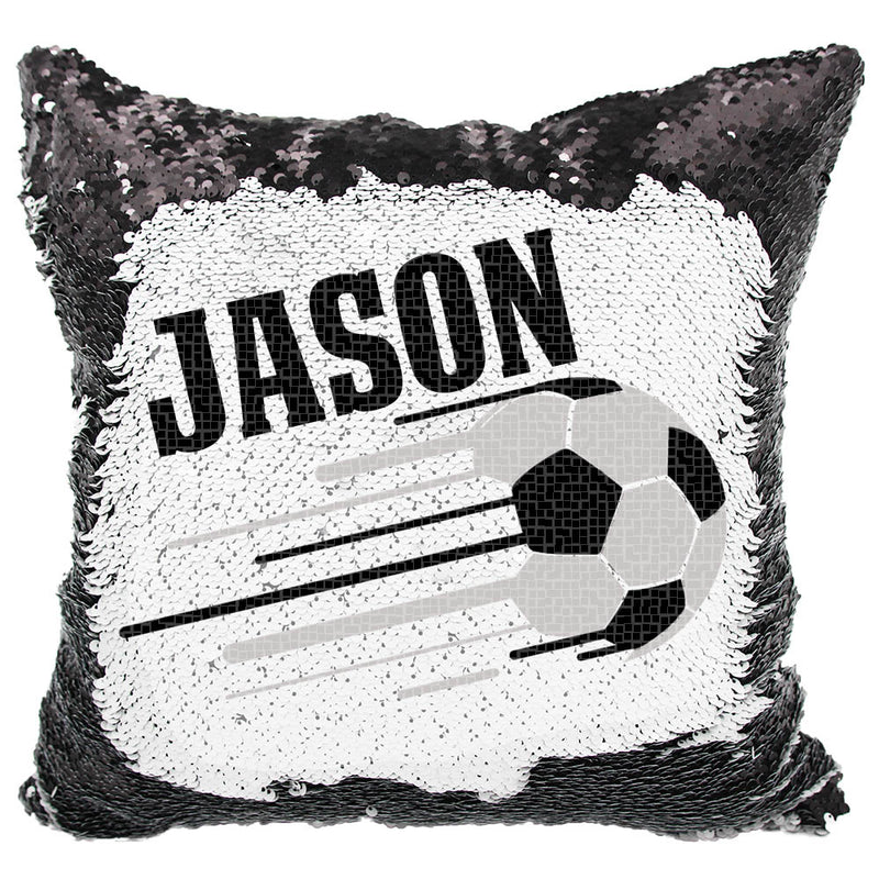 Handmade Personalized Soccer Reversible Sequin Pillow Case