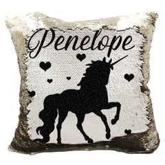 Handmade Personalized Silhouette Unicorn Sequin Pillow Case