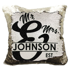 Handmade Personalized Ampersand Name Sequin Pillow Case