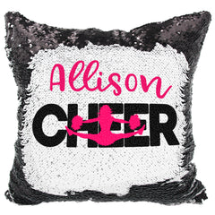 Handmade Personalized Cheerleader Reversible Sequin Pillow Case