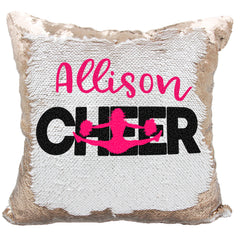 Handmade Personalized Cheerleader Reversible Sequin Pillow Case