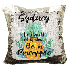 Handmade Personalized Be A Pineapple Quote Reversible Sequin Pillow Case