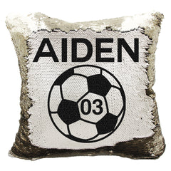 Handmade Personalized Soccer Ball Reversible Sequin Pillow Case