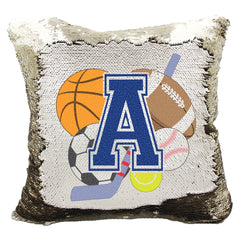 Handmade Personalized Sports Theme Reversible Sequin Pillow Case