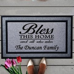 Personalized Bless This Home Indoor/Outdoor Door Mat