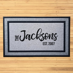 Personalized Script Name & Date Indoor/Outdoor Door Mat