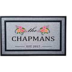 Personalized Floral Family Name Indoor/Outdoor Door Mat