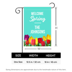 Personalized Spring Flowers Teal Garden Flag