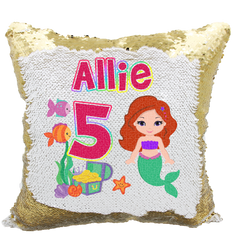 Handmade Personalized Birthday Mermaid Underwater Sequin Pillow Case