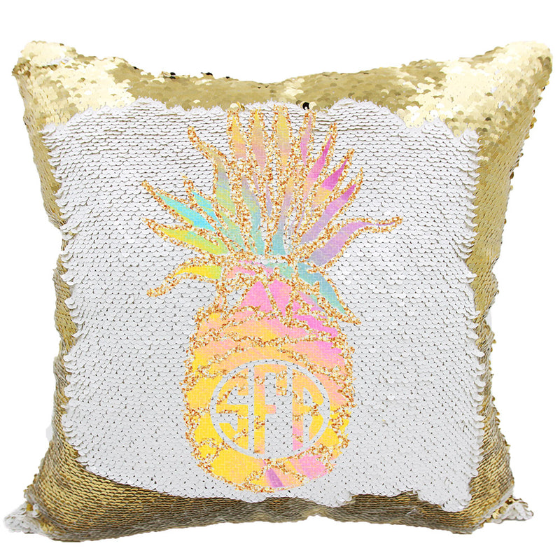 Handmade Personalized Monogram Pineapple Reversible Sequin Pillow Case