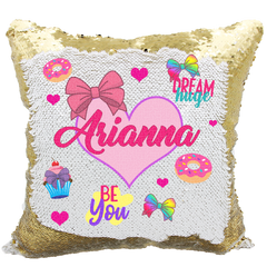 Handmade Personalized Be You Bows-n-Hearts Reversible Sequin Pillow Case