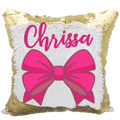 Handmade Personalized Pretty Bow Reversible Sequin Pillow Case