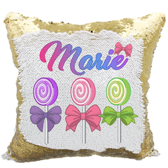 Handmade Personalized Lollipops & Bows Reversible Sequin Pillow Case