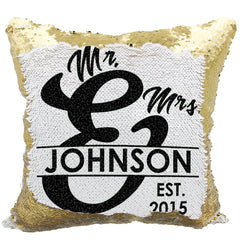 Handmade Personalized Ampersand Name Sequin Pillow Case