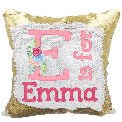 Handmade Personalized Alphabet Style Reversible Sequin Pillow Case