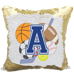 Handmade Personalized Sports Theme Reversible Sequin Pillow Case
