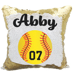 Handmade Personalized Softball Jersey Reversible Sequin Pillow Case