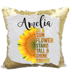 Handmade Personalized Be A Sunflower Quote Reversible Sequin Pillow Case