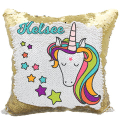 Handmade Personalized Unicorn Stars Sequin Pillow Case