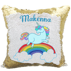 Handmade Personalized Rainbow Unicorn Sequin Pillow Case