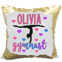 Handmade Personalized Gymnastics Heart Reversible Sequin Pillow Case