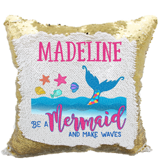 Handmade Personalized Be A Mermaid Reversible Sequin Pillow Case