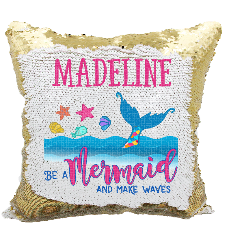 Handmade Personalized Be A Mermaid Reversible Sequin Pillow Case