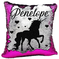 Handmade Personalized Silhouette Unicorn Sequin Pillow Case