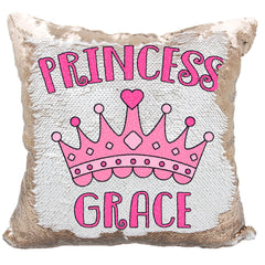 Handmade Personalized Princess Crown Sequin Pillow Case