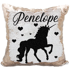 Handmade Personalized Silhouette Unicorn Sequin Pillow Case