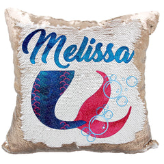 Handmade Personalized Mermaid Tail Reversible Sequin Pillow Case