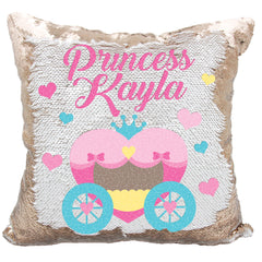 Handmade Personalized Princess Carriage Sequin Pillow Case