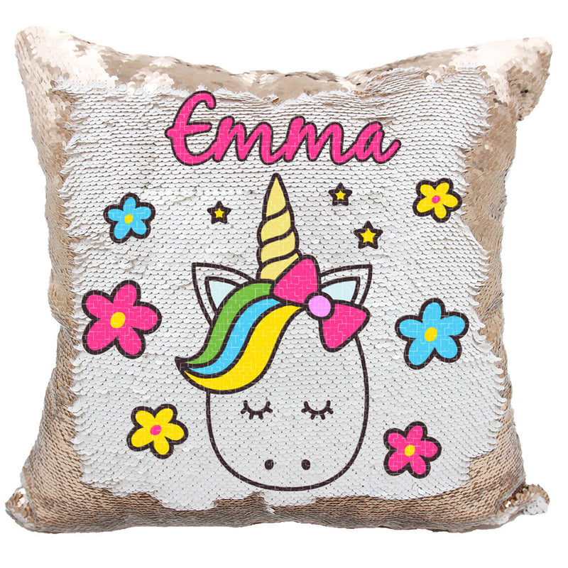 Handmade Personalized Cute Unicorn Sequin Pillow Case