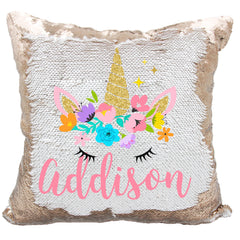 Handmade Personalized Unicorn Sparkles Sequin Pillow Case