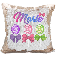 Handmade Personalized Lollipops & Bows Reversible Sequin Pillow Case