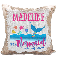 Handmade Personalized Be A Mermaid Reversible Sequin Pillow Case