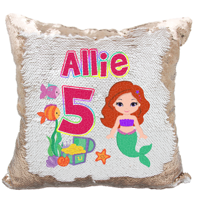 Handmade Personalized Birthday Mermaid Underwater Sequin Pillow Case