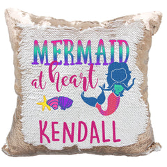 Handmade Personalized Mermaid At Heart Reversible Sequin Pillow Case