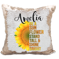 Handmade Personalized Be A Sunflower Quote Reversible Sequin Pillow Case