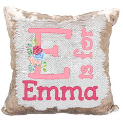 Handmade Personalized Alphabet Style Reversible Sequin Pillow Case