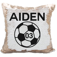 Handmade Personalized Soccer Ball Reversible Sequin Pillow Case