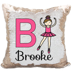 Handmade Personalized Ballet Dancer Reversible Sequin Pillow Case