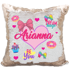 Handmade Personalized Be You Bows-n-Hearts Reversible Sequin Pillow Case