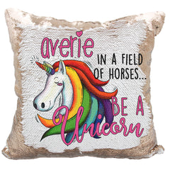 Handmade Personalized Be A Unicorn Quote Sequin Pillow Case