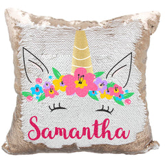 Handmade Personalized Unicorn Sequin Pillow Case