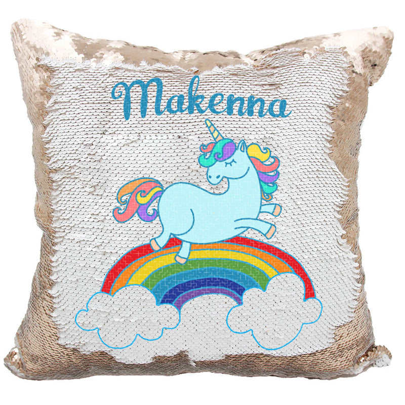 Handmade Personalized Rainbow Unicorn Sequin Pillow Case